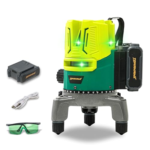 Tomahawk SPB-6685 Leveling 5-Line Laser Level – High Precision Cross Line Laser with Horizontal & Vertical Green Beams, Compact Alignment Tool for Construction, Tiling, Framing & Home Renovation" - Image 1