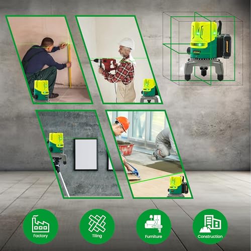 Tomahawk SPB-6685 Leveling 5-Line Laser Level – High Precision Cross Line Laser with Horizontal & Vertical Green Beams, Compact Alignment Tool for Construction, Tiling, Framing & Home Renovation" - Image 5