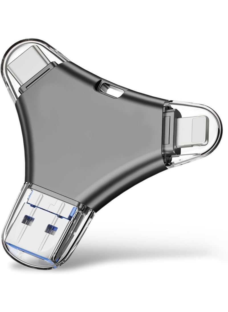 انسجام ذاكرة فلاش بسعة 2 تيرابايت، منفذ USB 4 في 1، تدعم تقنية OTG، مزودة بسعة تخزين كبيرة لحفظ المزيد من الصور والفيديوهات، متوافقة مع جميع الأجهزة. - Image 1