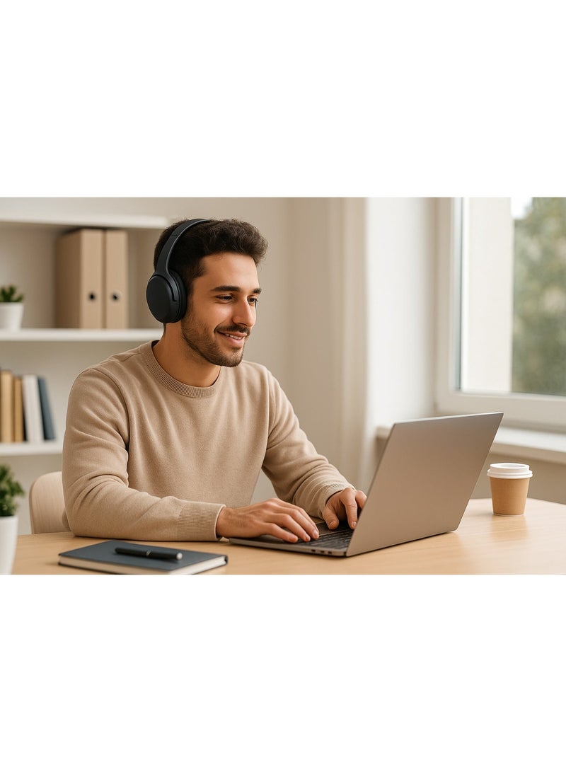 P9 Bluetooth Wireless Over-Ear Headphones with Microphone, Foldable Design, Deep Bass Sound, Comfortable Fit – Black/Silver - Image 5