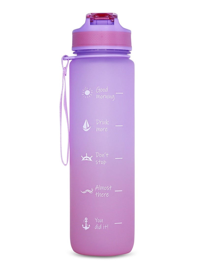 Anemoss Sailor Girl Tritan Water Bottle 1000 ml / 33.8 oz,  Quality Material, Exclusive Design, Versatile and Durable, BPA-Free - Portable with Strap Attachment - Suitable for Sports and Travel - Pink Color - Image 2