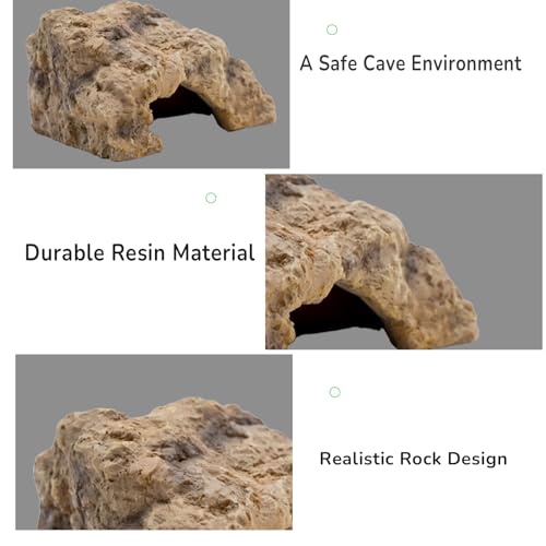Repticircle Reptile Hide for Leopard GeckoBearded DragonBall Python Tortoise Terrarium Habitat Dcor Snake Lizard Hideout Resin Small - Image 3