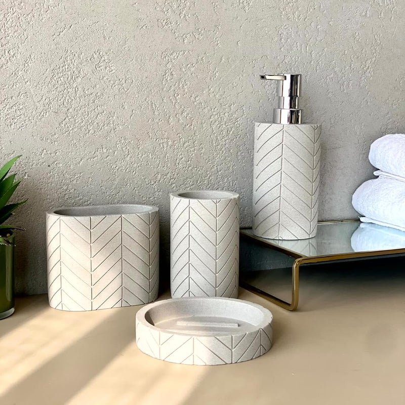 MASON HOME MASON HOME Aoraki Bathroom Set - (Set of 4) | Accessories Set - 1 Deck Stand, 1 Tootbrush Holder, 1 Tumbler & 1 Liquid Soap Dispenser | Toothbrush & Tooth Paste Stand - Handwash - Washroom Décor  - Image 2