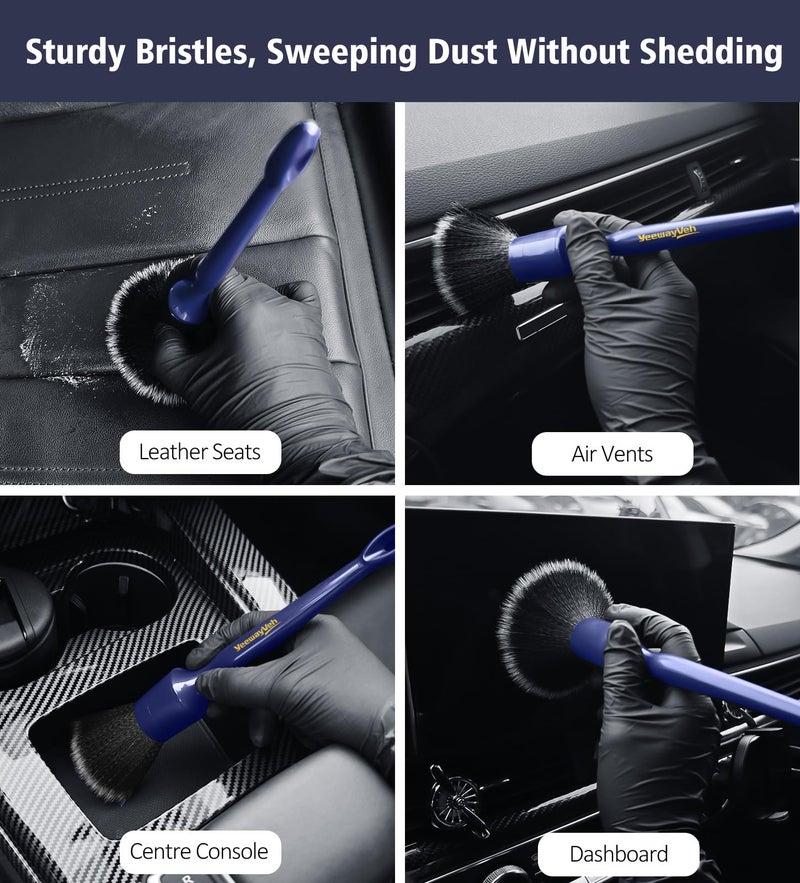 YeewayVeh Car Detailing Brush Set, 3PCS Ultra Soft and Thick No Scratch Detail Brush for Car Dashboard Air Vents Leather Seat Dusting and Cleaning, Auto Interior Exterior Detail Brushes Car Detailing - Image 4