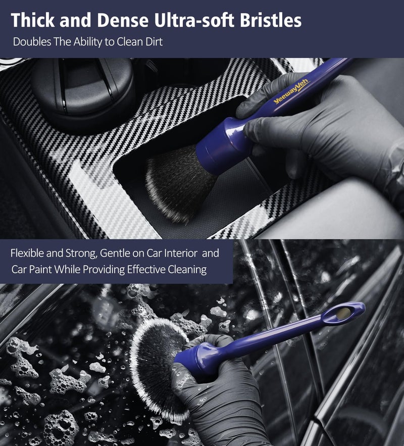 YeewayVeh Car Detailing Brush Set, 3PCS Ultra Soft and Thick No Scratch Detail Brush for Car Dashboard Air Vents Leather Seat Dusting and Cleaning, Auto Interior Exterior Detail Brushes Car Detailing - Image 2