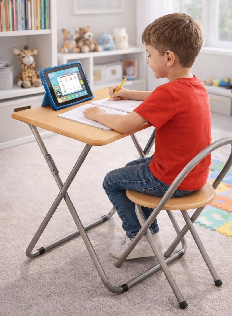 DBLEW Set Of 1 Foldable Wooden Rectangle Table 1 Folding Chairs Seat For Breakfast Computer Gaming Laptop Desk Office Workstation Kids Study Kitchen Balcony Home Dining Outdoor Picnic Beach Desert Camping - Image 1