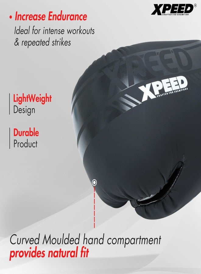 XPEED قفازات ملاكمة Xpeed Matt PU للتدريب وفنون القتال المختلطة، أسود، 10 أونصة (زوج) - Image 5
