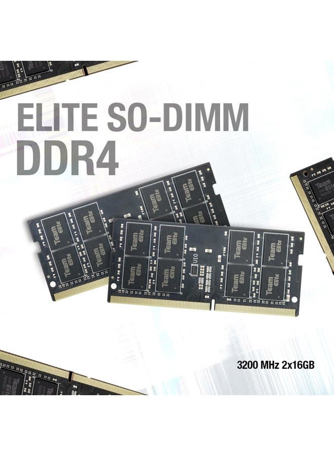 TeamGroup Elite DDR4 32GB Kit (2 x 16GB) 3200MHz (2933MHz or 2666MHz) PC4-25600 CL22 Unbuffered Non-ECC 1.2V SODIMM 260-Pin Laptop Notebook PC Computer Memory Module Ram Upgrade - TED432G3200C22DC-S01 - Image 3