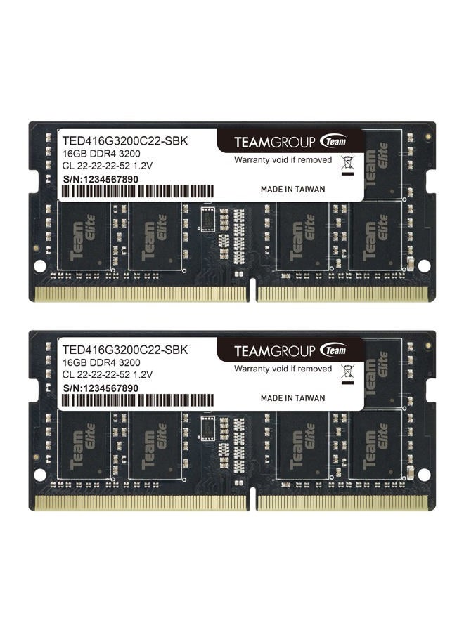 TeamGroup Elite DDR4 32GB Kit (2 x 16GB) 3200MHz (2933MHz or 2666MHz) PC4-25600 CL22 Unbuffered Non-ECC 1.2V SODIMM 260-Pin Laptop Notebook PC Computer Memory Module Ram Upgrade - TED432G3200C22DC-S01 - Image 1