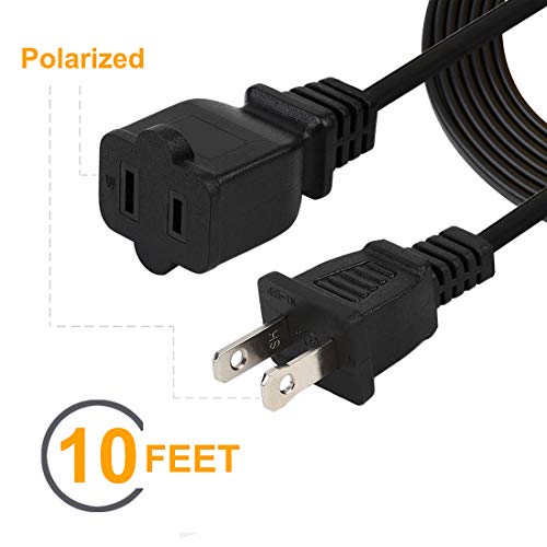 acbroad 6FT(1.8M) Polarized US 2-Prong Male-Female Extension Power Cable,US AC 2-Prong Male/Female Power cable10A/125V,Nema 1-15P to 1-15R Cable Polarized - Image 2
