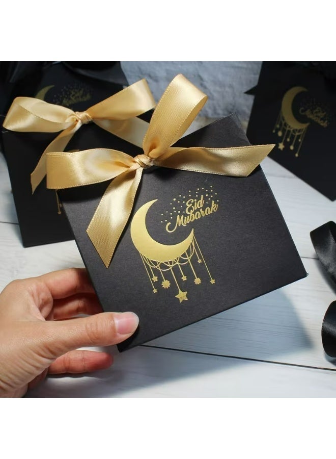 Kandid Eid 5pcs Black Gift Box with Satin Bow [Matte Black & Gold] - Image 1