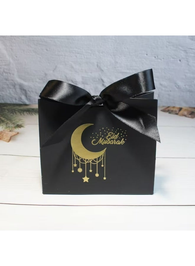Kandid Eid 5pcs Black Gift Box with Satin Bow [Matte Black & Gold] - Image 2