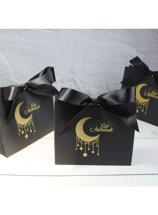 Kandid Eid 5pcs Black Gift Box with Satin Bow [Matte Black & Gold] - Image 5