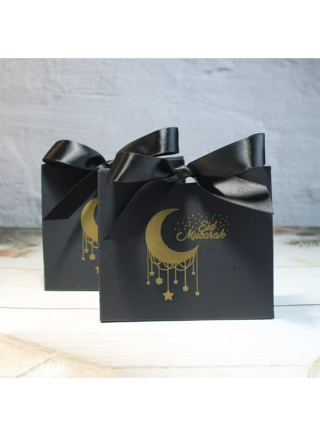Kandid Eid 5pcs Black Gift Box with Satin Bow [Matte Black & Gold] - Image 4