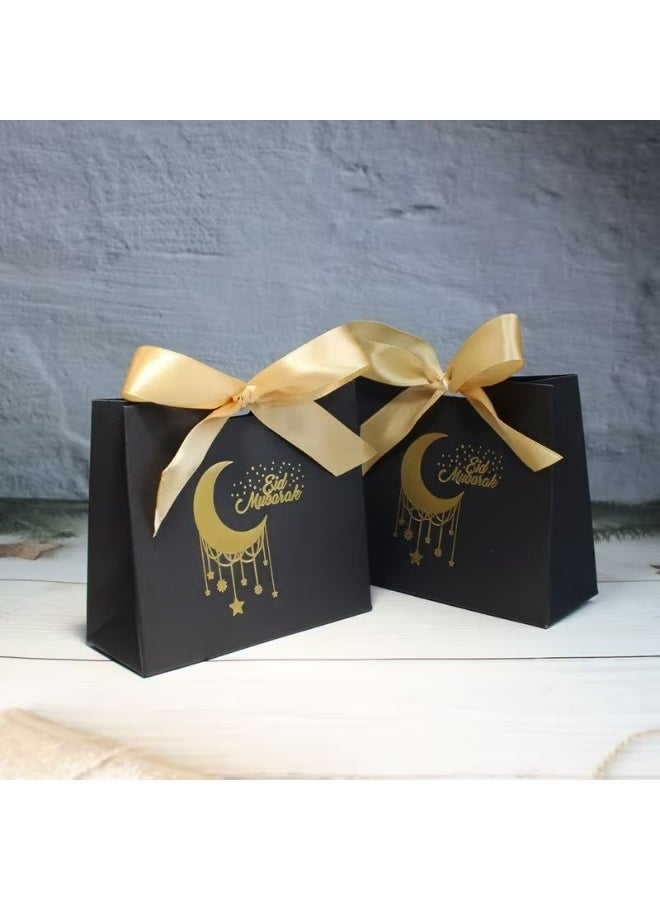 Kandid Eid 5pcs Black Gift Box with Satin Bow [Matte Black & Gold] - Image 3