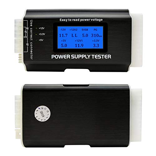 Fuhengli Computer PC Power Supply Tester, ATX/ITX/IDE/HDD/SATA/BYI Connectors Power Supply Tester, 1.8'' LCD Screen (Aluminum Alloy Enclosure) - Image 1