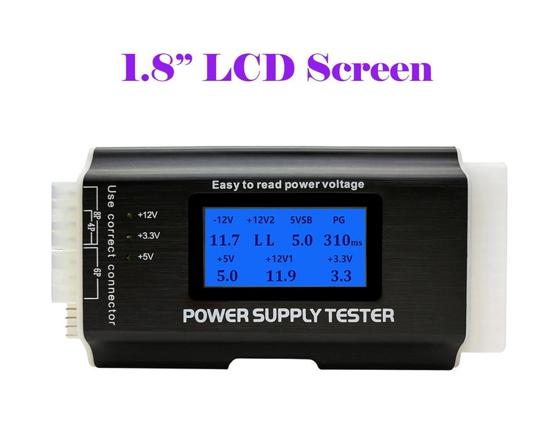 Fuhengli Computer PC Power Supply Tester, ATX/ITX/IDE/HDD/SATA/BYI Connectors Power Supply Tester, 1.8'' LCD Screen (Aluminum Alloy Enclosure) - Image 2