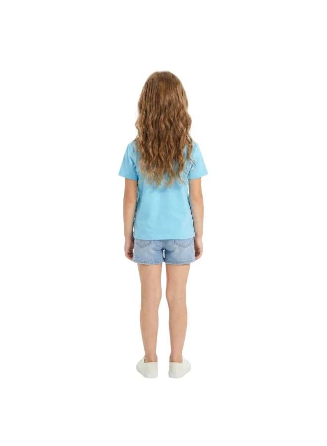 Bidani  Girls Stitch Alien Cartoon  T-Shirt-Sky Blue for Women | Best Price UAE