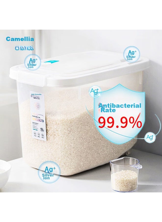 CHAHUA Camellia Antibacterial Rice Container, Flour Bin, Rice Storage Box, Moisture-proof Rice Container, 10 Jin Capacity - Image 1