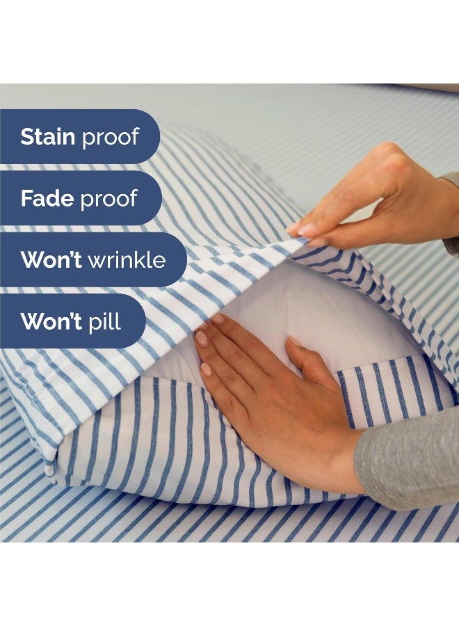 CGK Unlimited Striped Bed Sheets - Pin Striped Sheets - Blue and White Sheets - Queen Striped Sheets - Hotel Luxury Bed Sheets - Deep Pockets - Breathable & Cooling Sheets  - Image 5