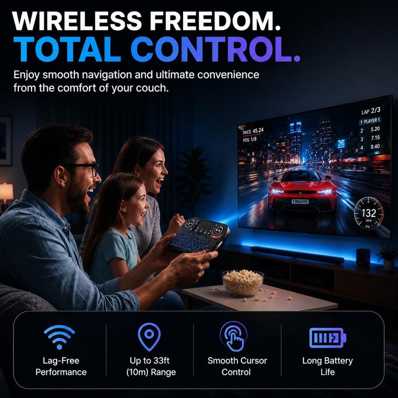 WirelessFinest Bluetooth + 2.4GHz RF Wireless Mini Keyboard Remote Control Touchpad Mouse Combo for Android TV Box Apple Smart TV Fire Stick PC Computer Laptop Window OS HTPC Theater Raspberry Pi Tablet + Backlit - Image 3