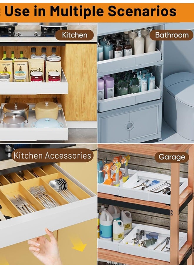 Garlo Pull out Cabinet Organizer, Expandable Heavy Duty Slide out Drawers Fixed with Adhesive Nano Film for Pots, Roll out Shelf Storage for Kitchen Base Cabinet Organization, Pantry, Bathroom, 42*32*7CM  - Image 3
