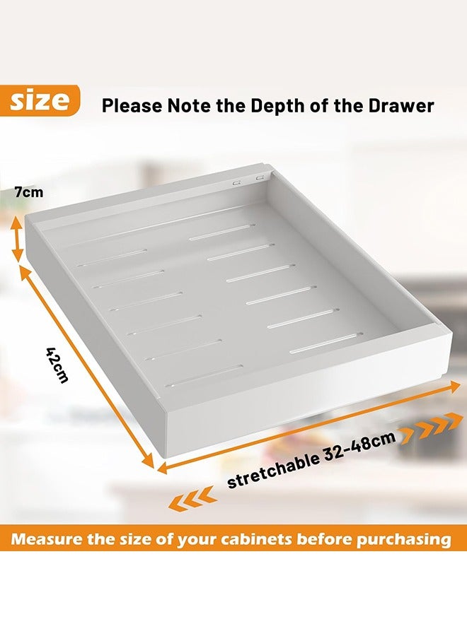 Garlo Pull out Cabinet Organizer, Expandable Heavy Duty Slide out Drawers Fixed with Adhesive Nano Film for Pots, Roll out Shelf Storage for Kitchen Base Cabinet Organization, Pantry, Bathroom, 42*32*7CM  - Image 4