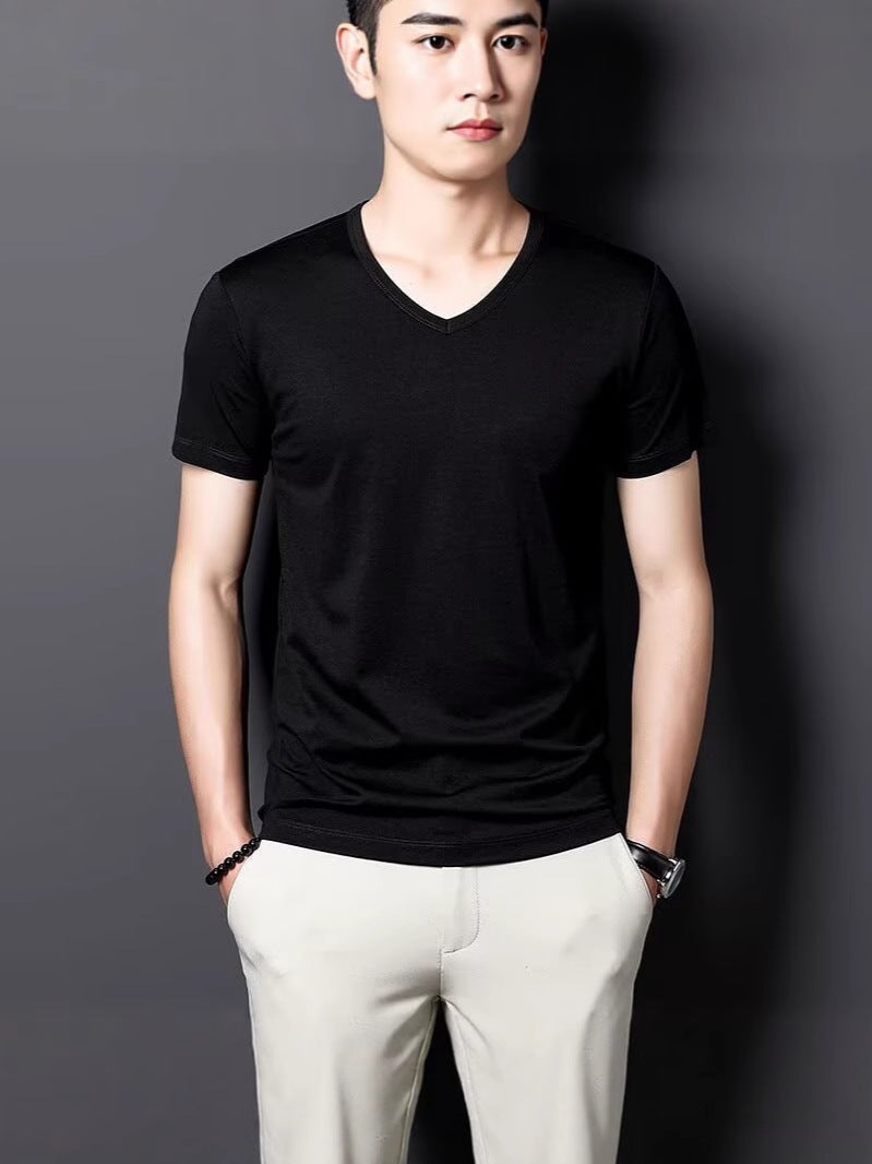 Explosions Round Neck Fashion Summer Short Sleeve T-Shirt Men'S Solid Color Leisure Joker Factory Bulk - Image 3