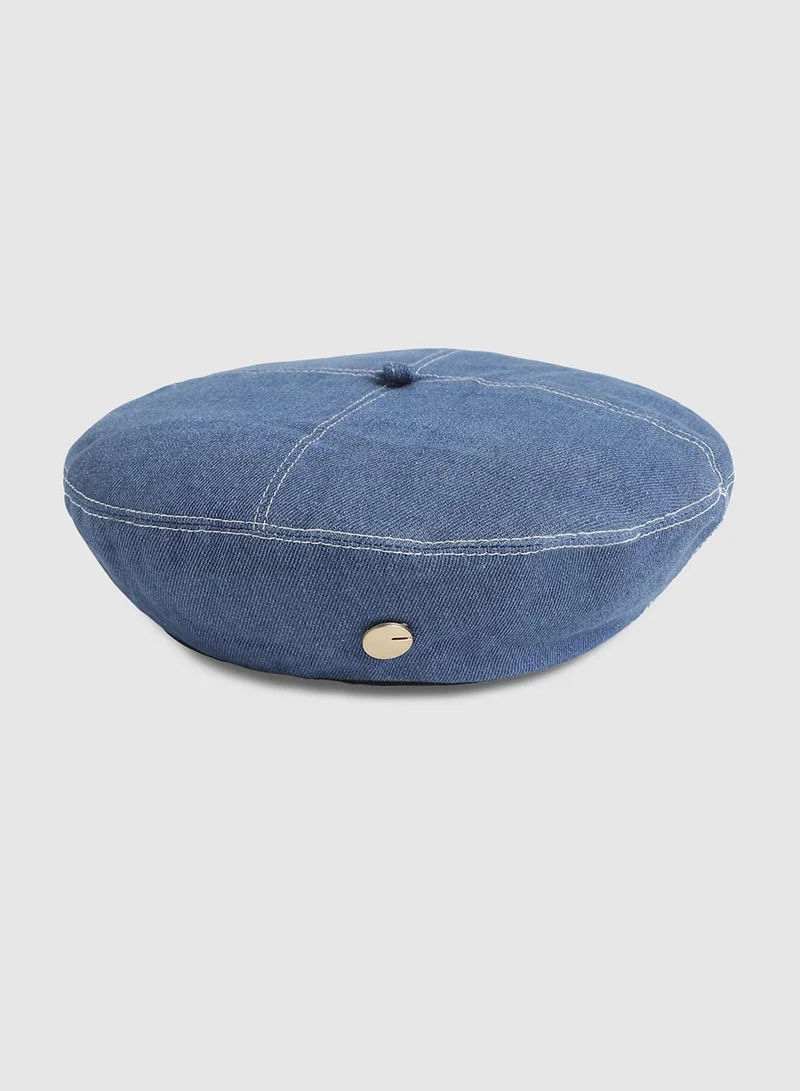 صوص هاوت Denim Beret Hat - Medium-Wash Blue