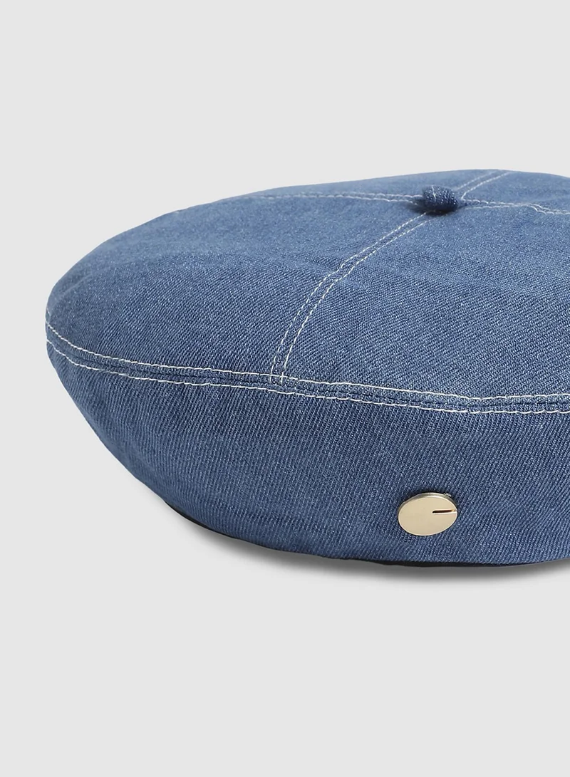 صوص هاوت Denim Beret Hat - Medium-Wash Blue