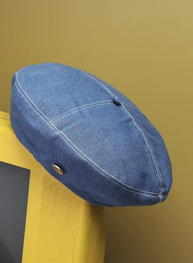 صوص هاوت Denim Beret Hat - Medium-Wash Blue