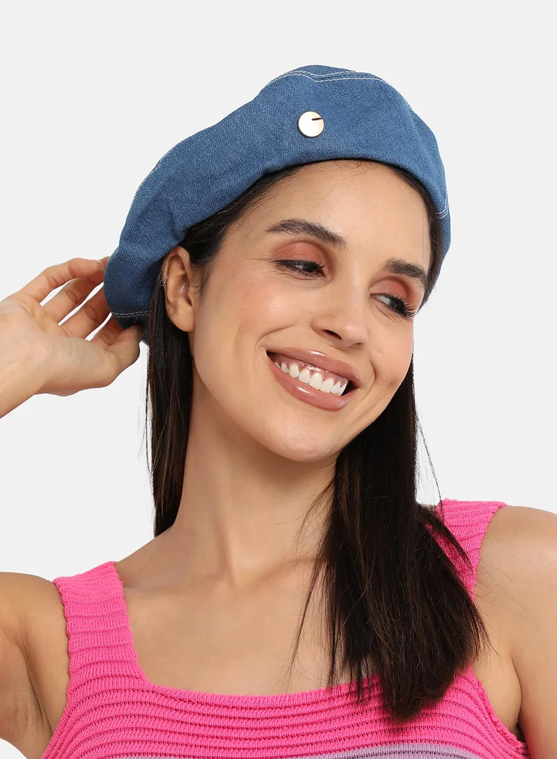 صوص هاوت Denim Beret Hat - Medium-Wash Blue