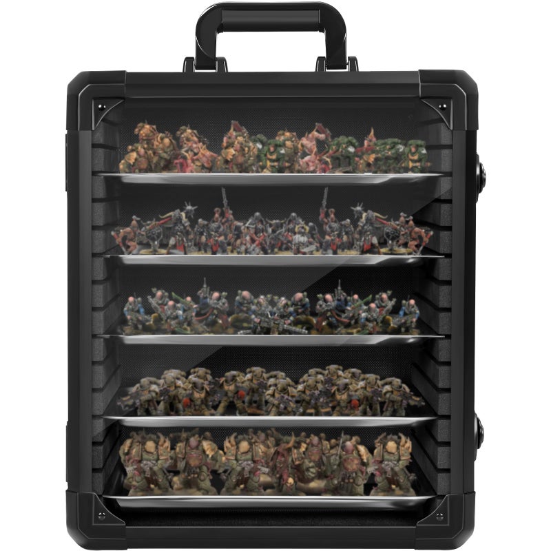 WELIDAY Miniatures Storage Case Miniatures Transport Case Aluminum Alloy Frame with Lock (Medium Size) - Image 1