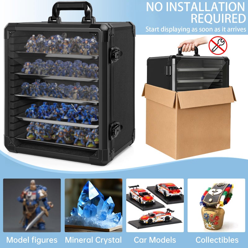 WELIDAY Miniatures Storage Case Miniatures Transport Case Aluminum Alloy Frame with Lock (Medium Size) - Image 5