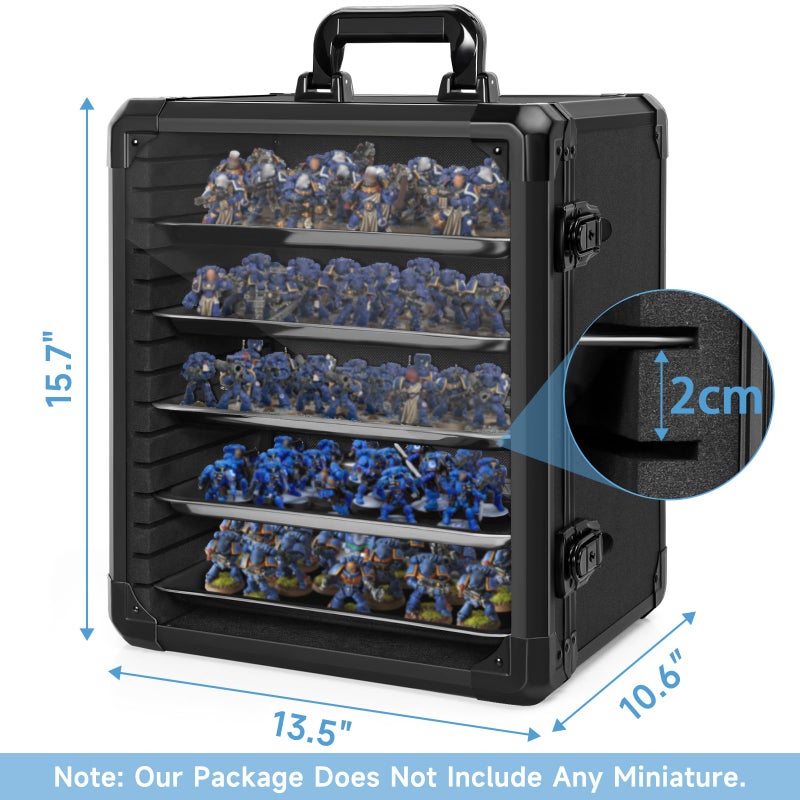 WELIDAY Miniatures Storage Case Miniatures Transport Case Aluminum Alloy Frame with Lock (Medium Size) - Image 2