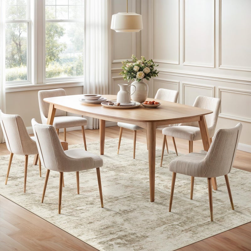 Soalmost Abstract Rug 5x7 Machine Washable Area Indoor Beige Gray White Low Pile Non-Slip Foldable Thin Accent Rugs for Bedroom Living Room Dining Room Grey - Image 4