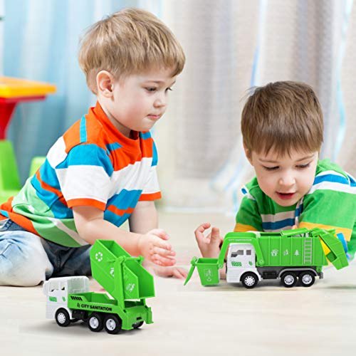 FIVEDAOGANG Toy Vehicles Set 3 Pack Sanitation Truck Car Model Garbage Trucks Water Tanker Playset with 8 Signpost Friction Power for Boys Age 3+ Toddlers Kids Holiday Birthday Gift Children - Image 5