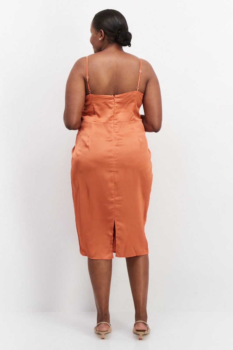 PUBLIC DESIRE Women Ruched Mini Casual Dress, Rust - Image 4