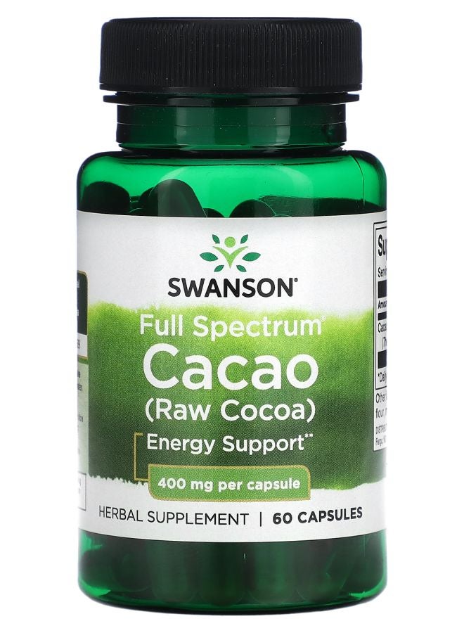 Full Spectrum Cacao (Raw Cocoa) 400 mg  60 Capsules