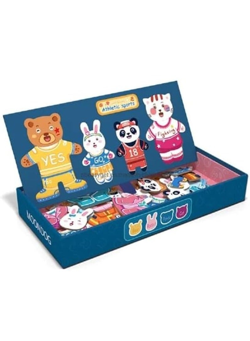 Kids Magnetic Dress-up Puzzle Game With Bear & Animal Shaped Magnets For Early Education And Intelligence Development  - Image 1