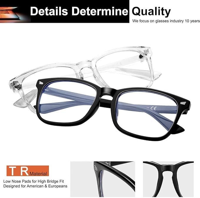 mashamart® Blue Light Blocking Glasses (Combo Of 2) Gaming Filter Square Eyeglasses for Eye Protection Men Women, Computer/Tablet/Laptop/Mobile/TV, Anti-blue & Anti eyestrain (Lemon/Black) - Image 3
