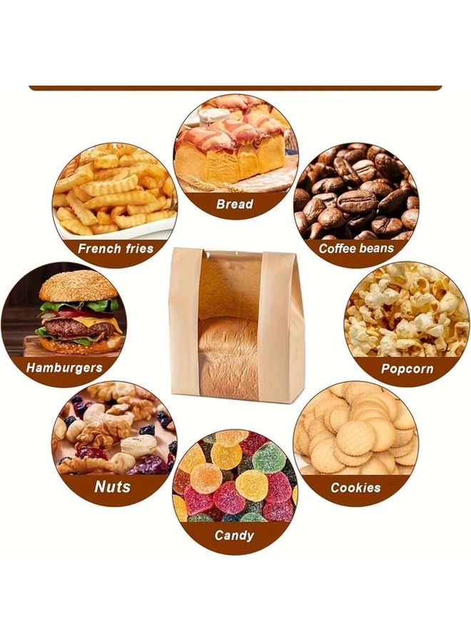 20pcs Paper Bread Bags 35x21x9 Cm With Sealing Tape For Bakery Storage - Image 2