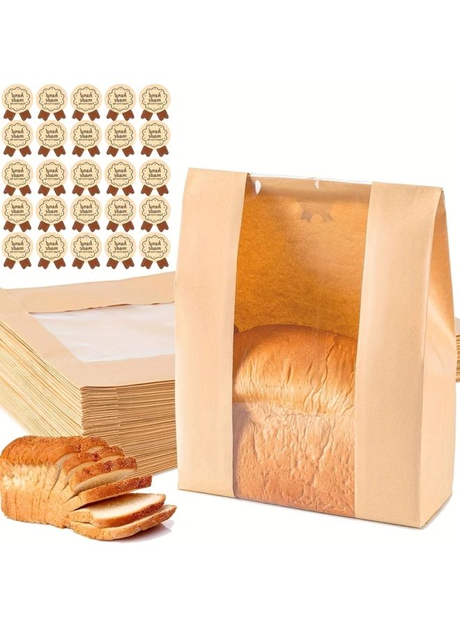 20pcs Paper Bread Bags 35x21x9 Cm With Sealing Tape For Bakery Storage - Image 1