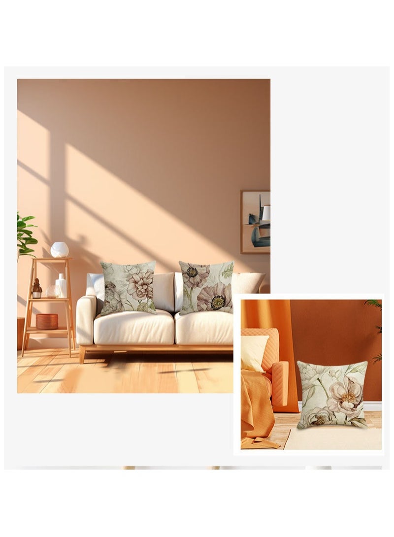 Decorative Throw Pillow Covers 18x18 inches Set of 4 Birds Butterfly and Plant Cushion Covers 45cm x 45cm Boho Linen Square Throw Pillow Cases for Living Room Sofa Couch Bed Pillowcases - Image 2