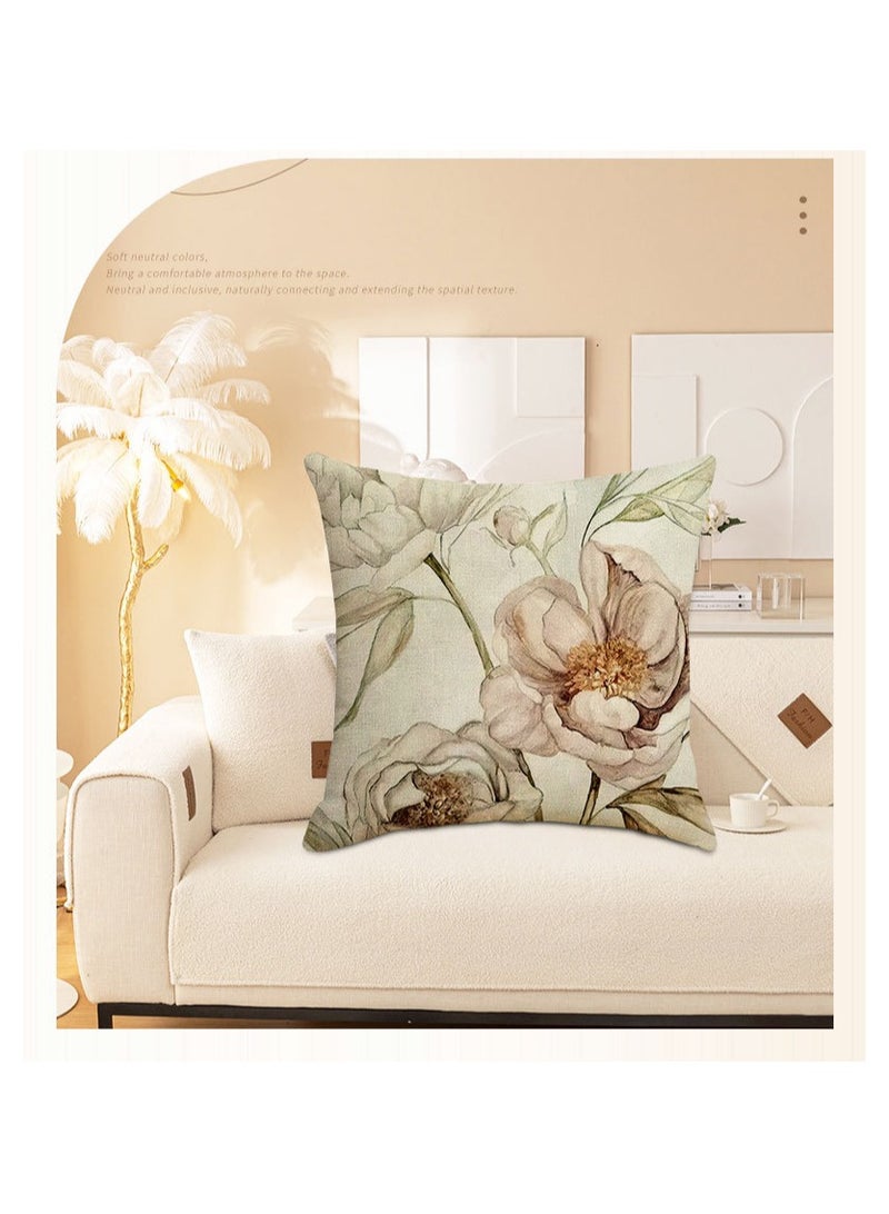 Decorative Throw Pillow Covers 18x18 inches Set of 4 Birds Butterfly and Plant Cushion Covers 45cm x 45cm Boho Linen Square Throw Pillow Cases for Living Room Sofa Couch Bed Pillowcases - Image 3