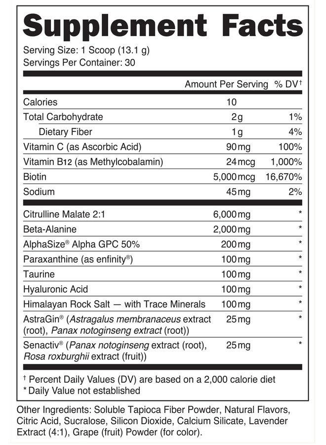 Bucked Up Babe Pre Workout powder for Women | Lavender Lemonade | 6g Citrulline, 2g Beta-Alanine, 100mg Hyaluronic Acid, 5mg Biotin and 5 other registered trademarked ingredients | 30 servings | 13.9 OZ - Image 2