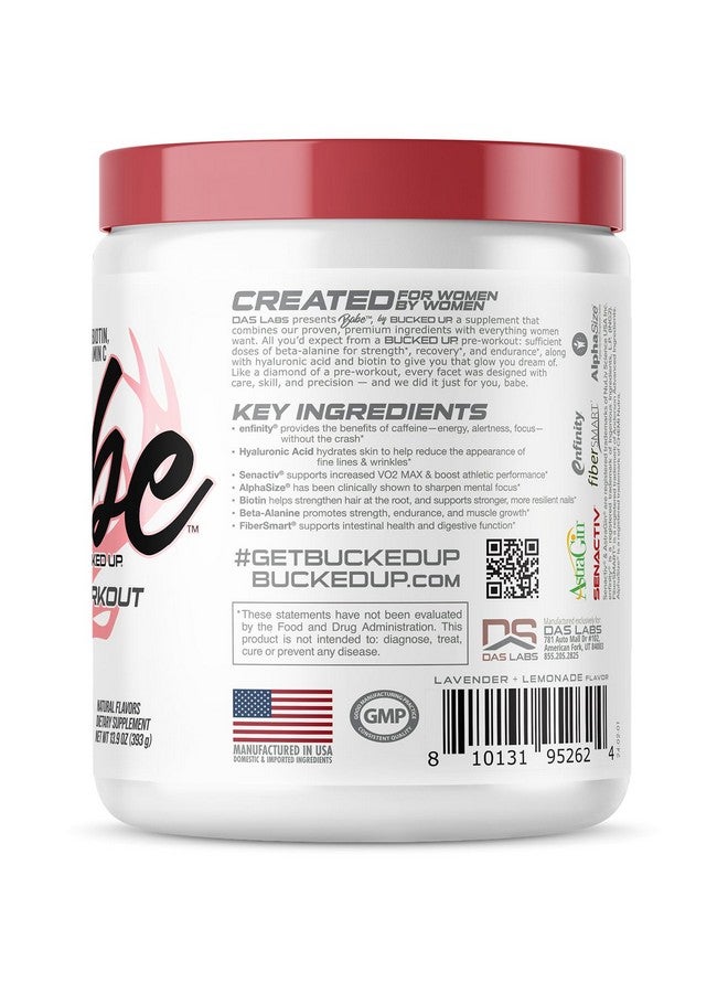 Bucked Up Babe Pre Workout powder for Women | Lavender Lemonade | 6g Citrulline, 2g Beta-Alanine, 100mg Hyaluronic Acid, 5mg Biotin and 5 other registered trademarked ingredients | 30 servings | 13.9 OZ - Image 4