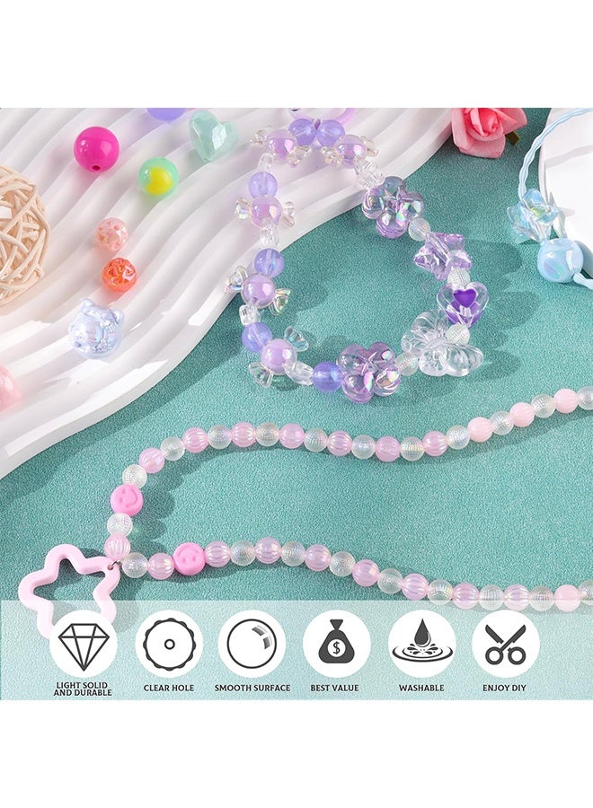 Assorted 180-240PCS Acrylic Beads for Bracelet Making, Flower Bow Butterfly Candy GummyBear Aesthetic Bracelet Charms,Cute Beads for Jewelry Making DIY Necklace Keychain Phone Charm - Image 5