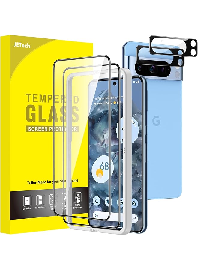 جي تيك واقي شاشة بتغطية كاملة لهاتف Google Pixel 8 Pro مع واقي عدسة الكاميرا وفيلم زجاجي مقوى وأداة تثبيت سهلة ومتوافق مع معرف بصمة الإصبع وشفاف عالي الدقة، عبوتان لكل منهما - Image 1