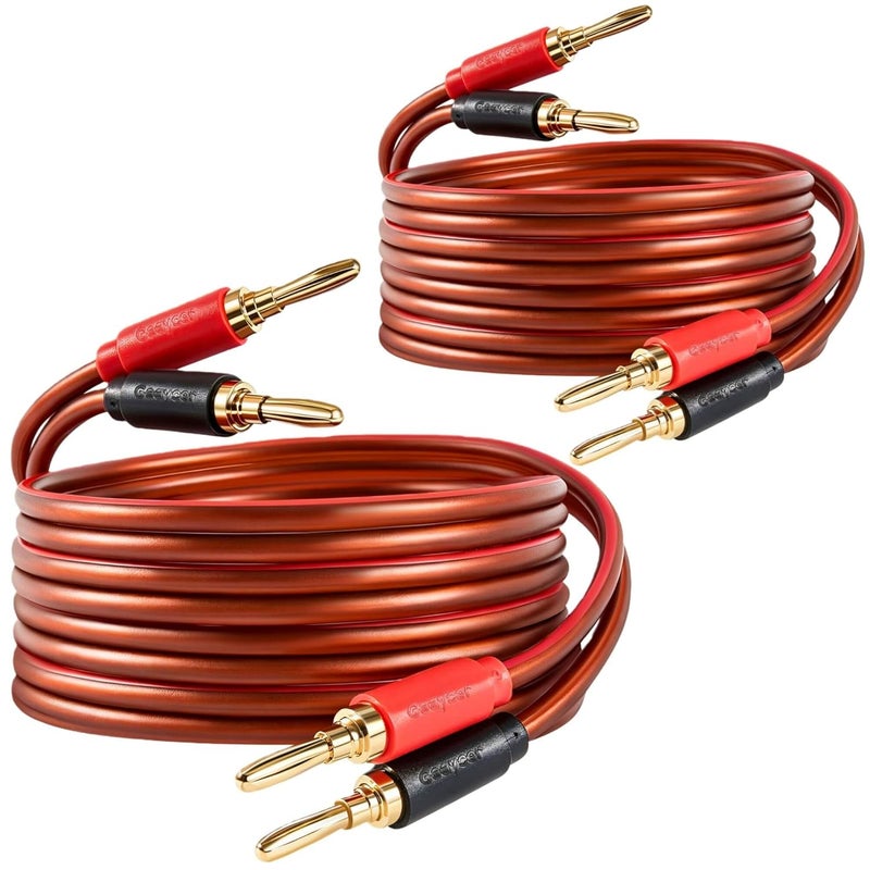 Goaycer Speaker Wire with Banana Plugs,14 Gauge Speaker Cables, Oxygen-Free Copper(OFC)，2 Pack/6.6Feet - Image 1